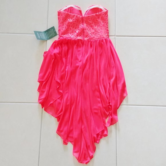 NWT My Michelle Strapless Pink Prom Party Dress Ruffles Juniors Size 5 - Picture 2 of 3